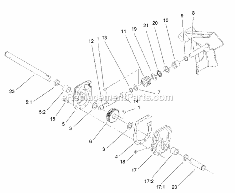 Gear Case Assembly Diagram and Parts List for 28232 200000001-200999999 - 2000 Lawn Boy Snow Blower